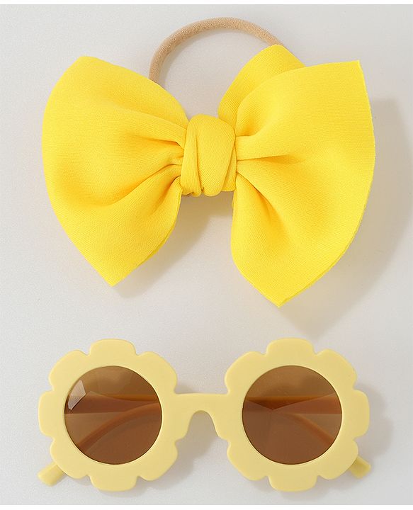 Babyhug Free Size Bow Headband with Sunglasses - Black