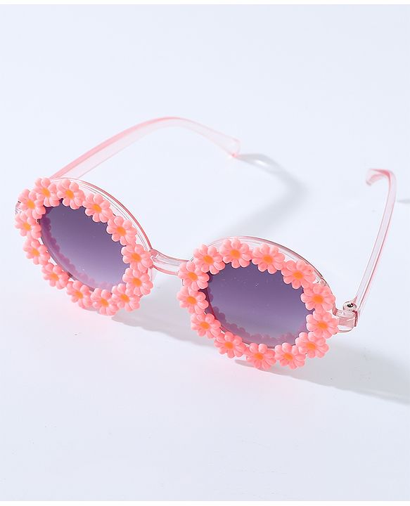 Babyhug Free Size Bow Headband & Sunglasses with Flowers - Pink