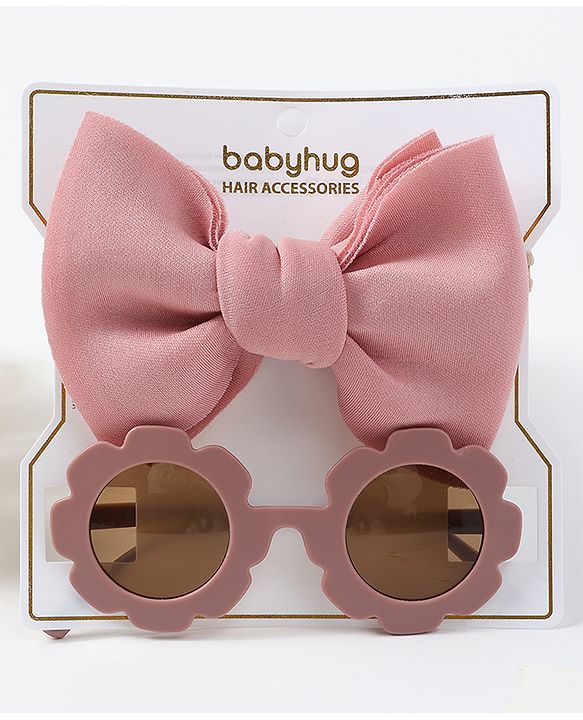 Babyhug Free Size Bow Headband with Sunglasses - Pink