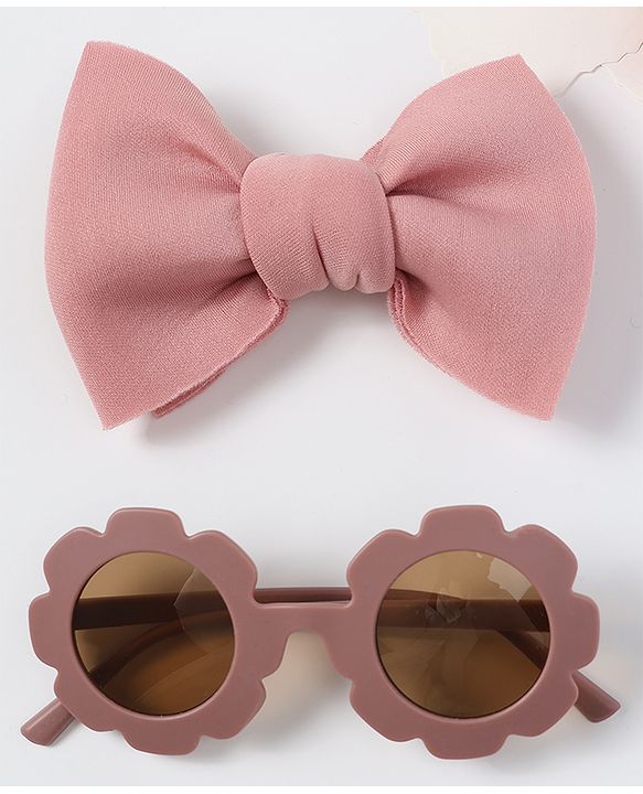 Babyhug Free Size Bow Headband with Sunglasses - Pink