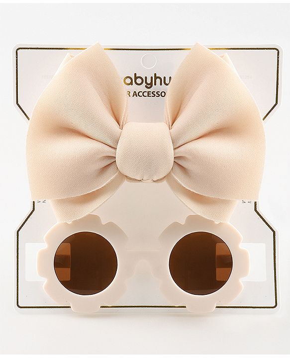 Babyhug Free Size Bow Headband with Sunglasses - Pink