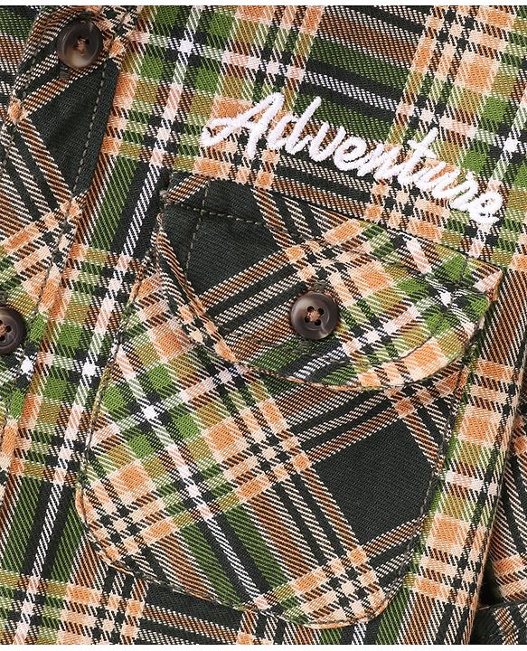 Babyhug 100% Cotton Knit Full Sleeve Shirt With Front Pockets Checkered - Blue & Green