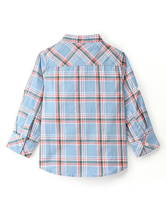 Babyhug Cotton Woven Full Sleeves Checks Shirt - Blue