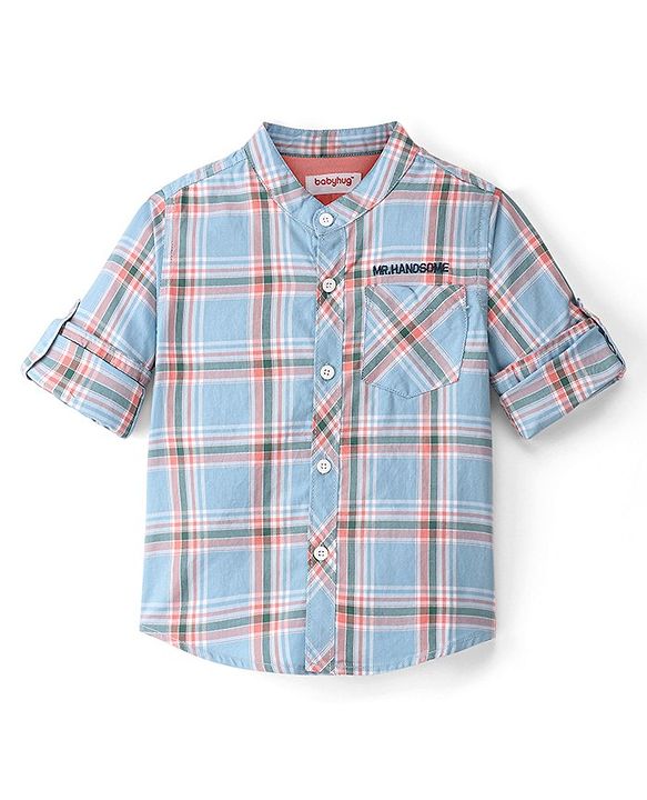 Babyhug Cotton Woven Full Sleeves Checks Shirt - Blue