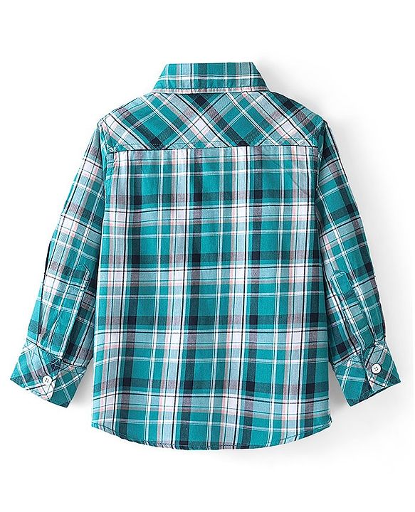 Babyhug 100% Cotton Woven Full Sleeve Shirt Checkered - Blue & Green