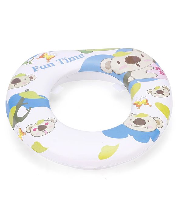 Babyhug Soft Cushioned Baby Potty Seat Fun Time Print - White Blue
