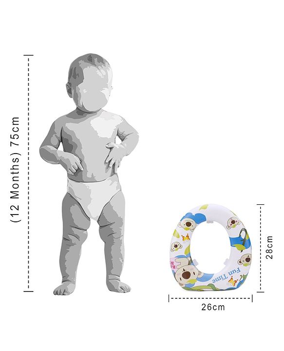 Babyhug Soft Cushioned Baby Potty Seat Fun Time Print - White Blue