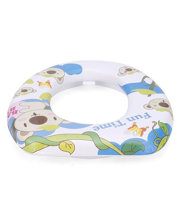 Babyhug Soft Cushioned Baby Potty Seat Fun Time Print - White Blue