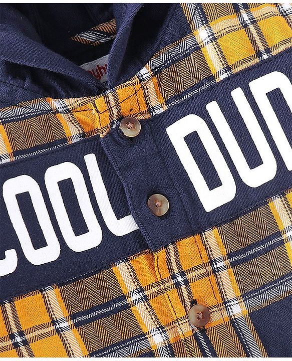 Babyhug Cotton Woven Full Sleeves Shirt Hooded with  Checks - Yellow
