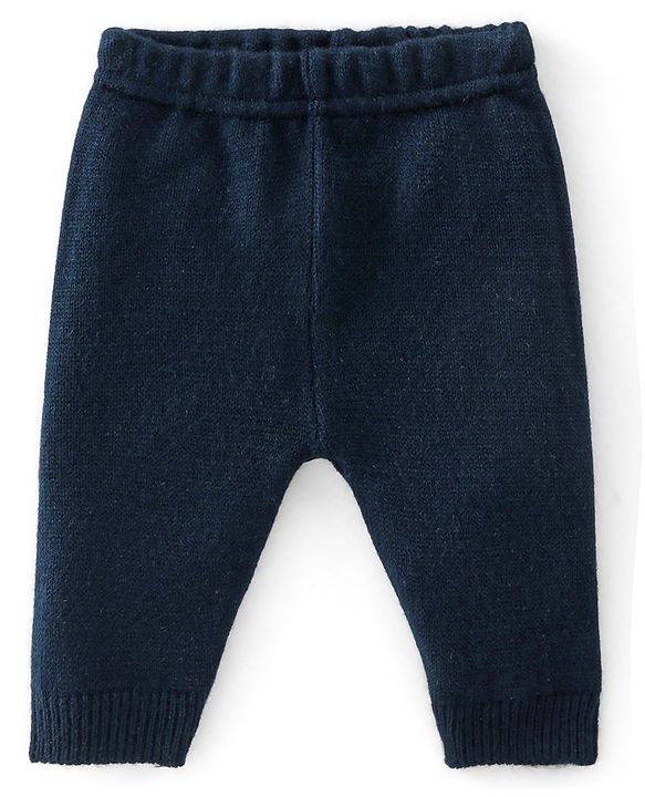 Babyhug Knitted Full Sleeves Sweater Set Christmas Theme Design - Navy Blue