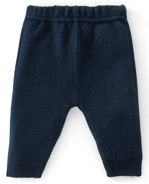 Babyhug Knitted Full Sleeves Sweater Set Christmas Theme Design - Navy Blue