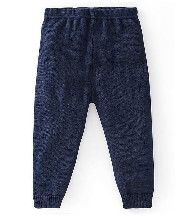 Babyhug Knitted Full Sleeves Sweater Set Deer Design - Navy Blue