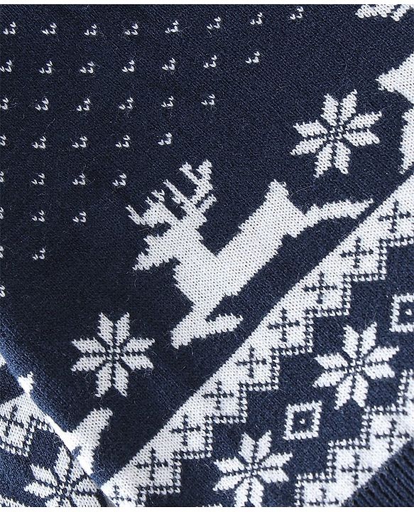 Babyhug Knitted Full Sleeves Sweater Set Deer Design - Navy Blue