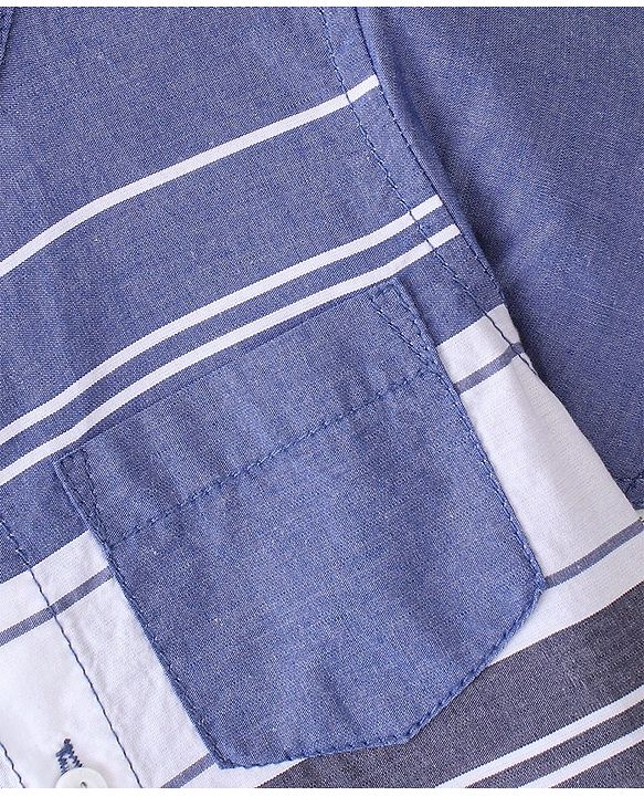Babyhug 100% Cotton Knit Half Sleeve Shirt Striped - Blue