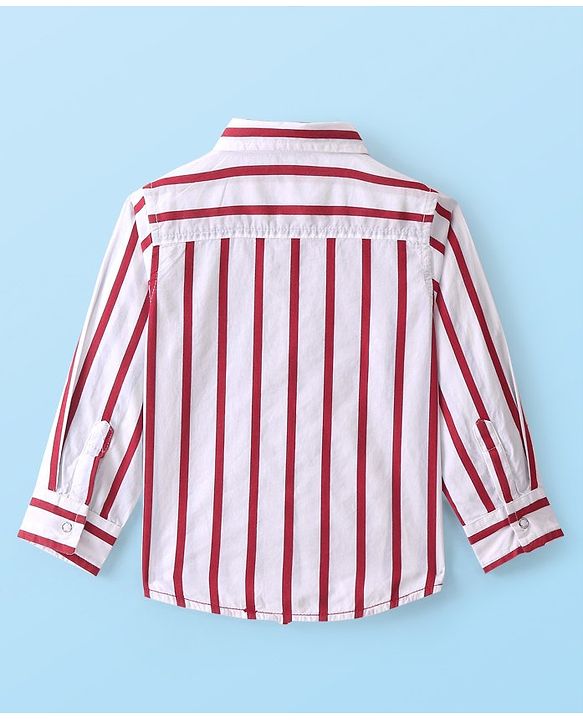 Babyhug 100% Cotton Knit Full Sleeve Reversible Shirt Striped - White