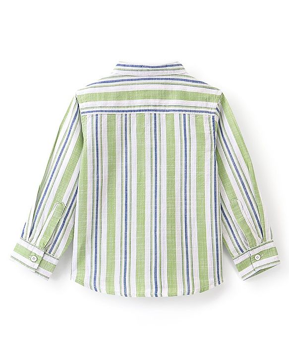 Babyhug Cotton Woven Full Sleeves Shirt Striped - Green