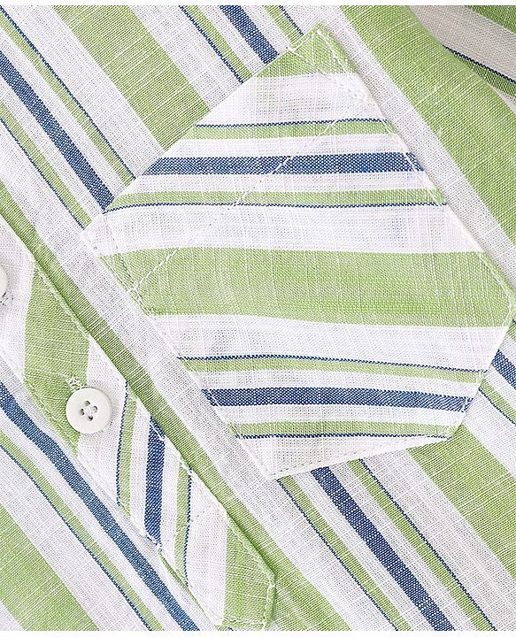 Babyhug Cotton Woven Full Sleeves Shirt Striped - Green