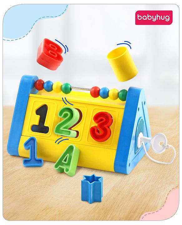 Babyhug Alphabets Numbers and Shape Sorter Set -Yellow & Blue