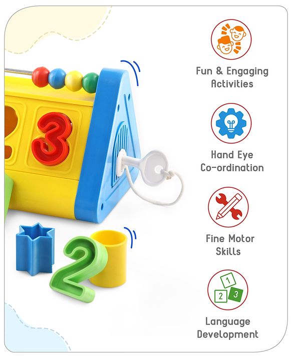 Babyhug Alphabets Numbers and Shape Sorter Set -Yellow & Blue