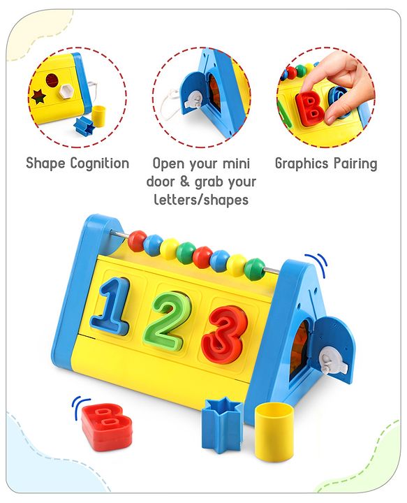 Babyhug Alphabets Numbers and Shape Sorter Set -Yellow & Blue