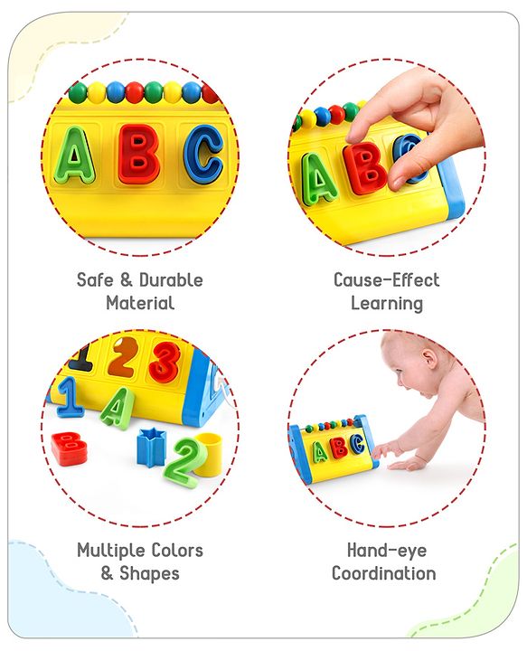 Babyhug Alphabets Numbers and Shape Sorter Set -Yellow & Blue