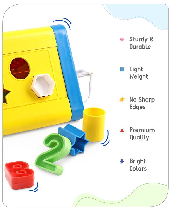 Babyhug Alphabets Numbers and Shape Sorter Set -Yellow & Blue