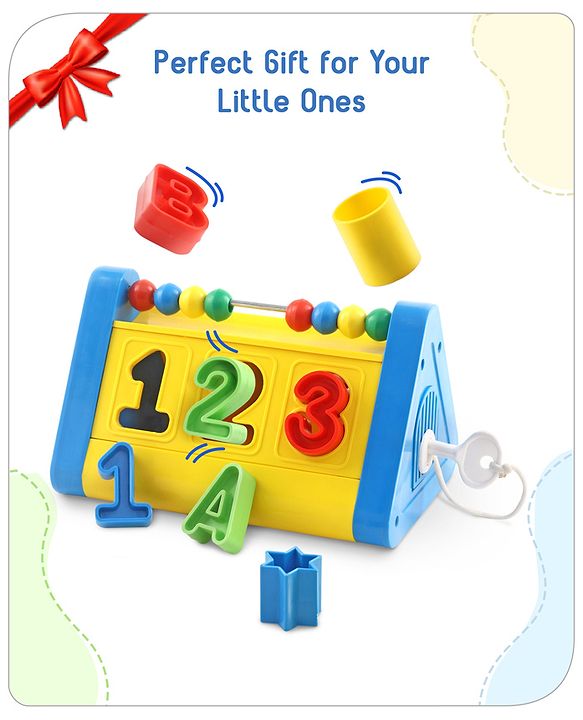Babyhug Alphabets Numbers and Shape Sorter Set -Yellow & Blue