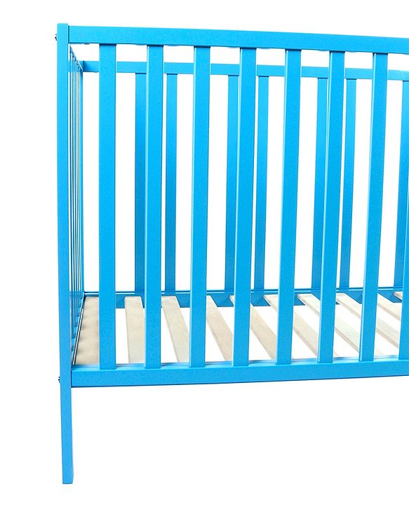 Babyhug Visby Wooden Cot - 3 Level Height Adjustment | Plug & Play Assembly | New Zealand Pine Wood | Parent Bed Attachment | Crib | Day Bed | Toddler Bed - Blue