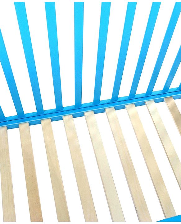 Babyhug Visby Wooden Cot - 3 Level Height Adjustment | Plug & Play Assembly | New Zealand Pine Wood | Parent Bed Attachment | Crib | Day Bed | Toddler Bed - Blue