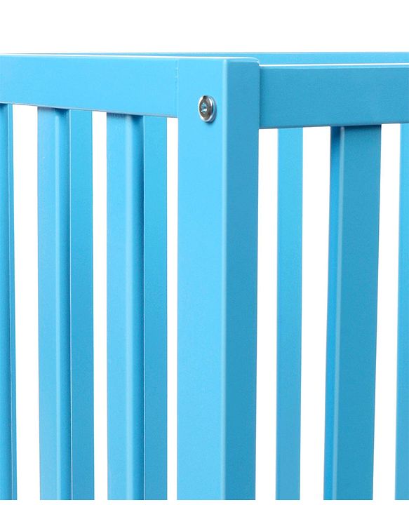 Babyhug Visby Wooden Cot - 3 Level Height Adjustment | Plug & Play Assembly | New Zealand Pine Wood | Parent Bed Attachment | Crib | Day Bed | Toddler Bed - Blue