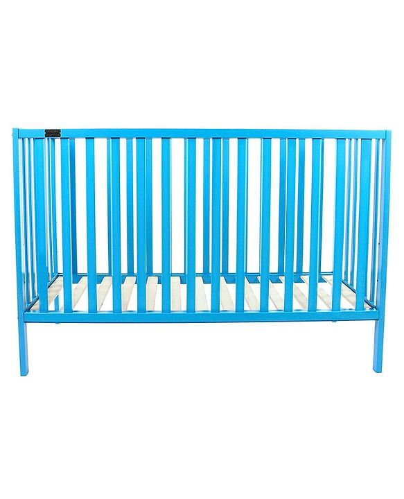 Babyhug Visby Wooden Cot - 3 Level Height Adjustment | Plug & Play Assembly | New Zealand Pine Wood | Parent Bed Attachment | Crib | Day Bed | Toddler Bed - Blue