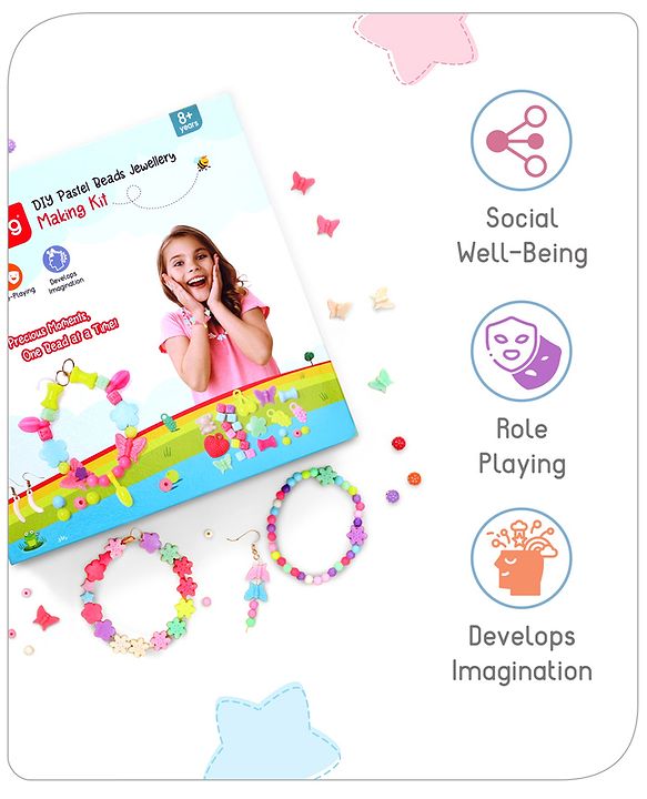 Babyhug DIY Pastel Beads Jewellery Making Kit - Multicolour
