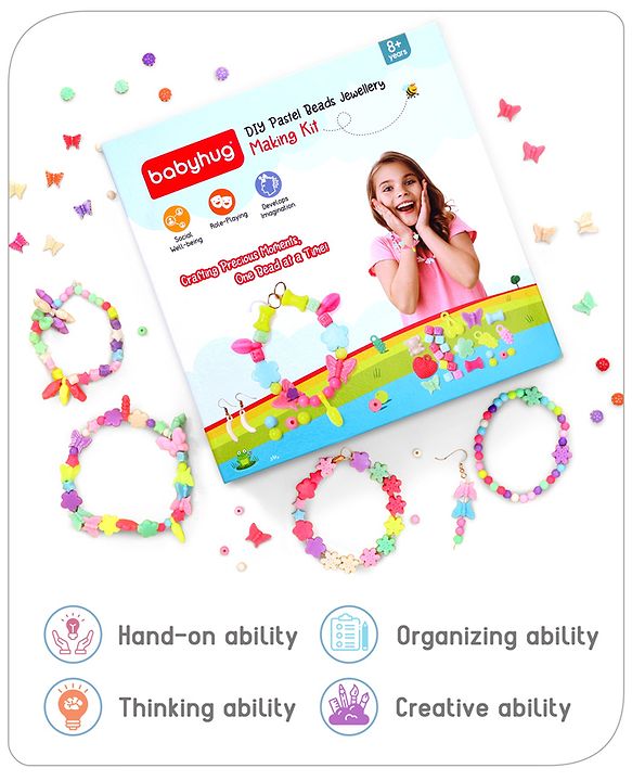 Babyhug DIY Pastel Beads Jewellery Making Kit - Multicolour