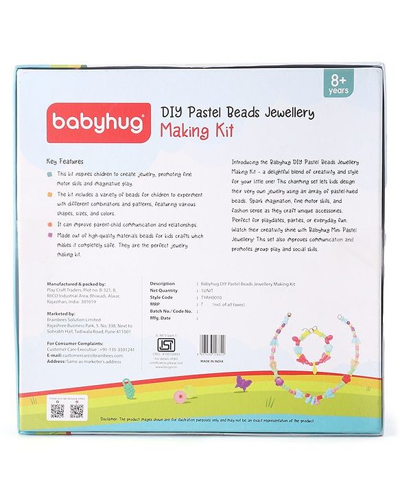 Babyhug DIY Pastel Beads Jewellery Making Kit - Multicolour