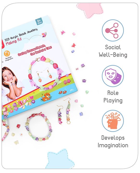 Babyhug DIY Acrylic Beads Jewellery Making Kit - Multicolour