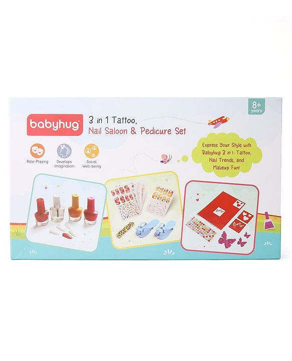 Babyhug 3 in 1 Tattoo Nail Saloon and Pedicure Kit - Multicolour