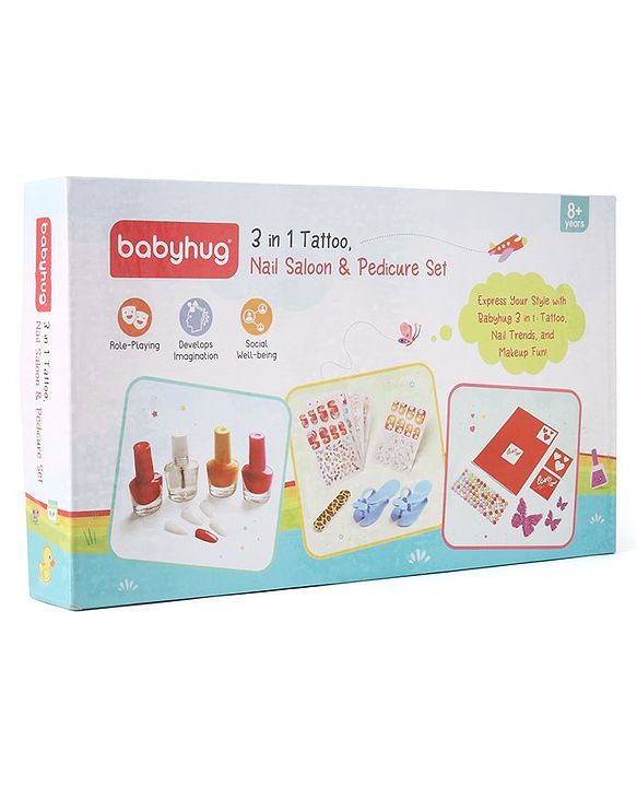 Babyhug 3 in 1 Tattoo Nail Saloon and Pedicure Kit - Multicolour