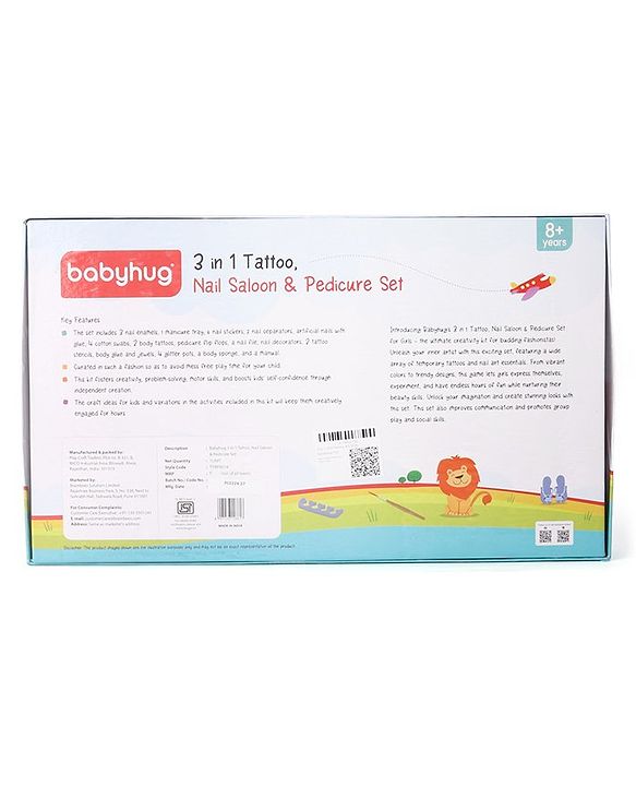 Babyhug 3 in 1 Tattoo Nail Saloon and Pedicure Kit - Multicolour