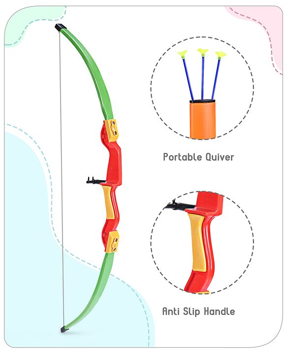 Babyhug Archery Set for Kids - Bow & 3 Suction Cup Arrows with Target Board | Safe Indoor & Outdoor Garden Play Toy for Boys & Girls | Improves Focus & Motor Skills | Ideal Birthday Gift
