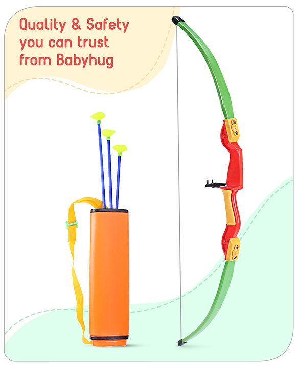 Babyhug Archery Set for Kids - Bow & 3 Suction Cup Arrows with Target Board | Safe Indoor & Outdoor Garden Play Toy for Boys & Girls | Improves Focus & Motor Skills | Ideal Birthday Gift