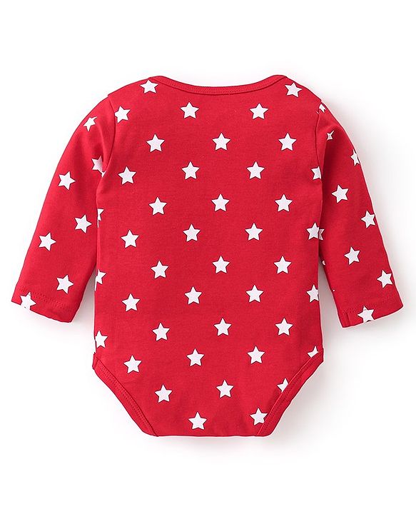 Babyhug 100% Cotton Knit Full Sleeves Stars Print Onesie Pack of 3 - Multicolour