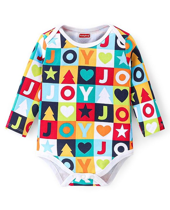 Babyhug 100% Cotton Knit Full Sleeves Stars Print Onesie Pack of 3 - Multicolour