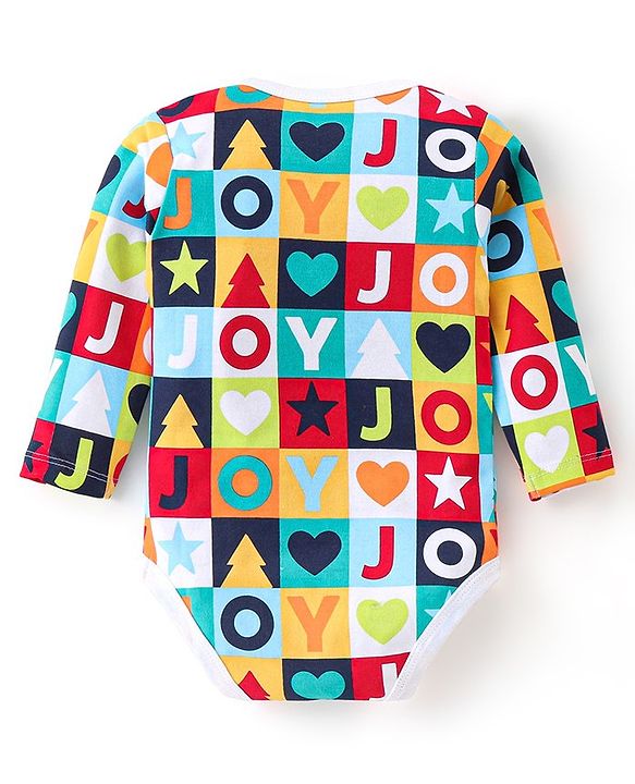 Babyhug 100% Cotton Knit Full Sleeves Stars Print Onesie Pack of 3 - Multicolour