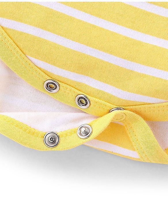 Babyhug 100% Cotton Knit Full Sleeves Onesie Truck Print - Yellow
