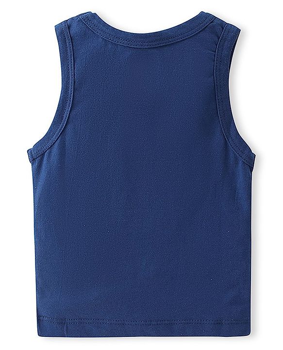Babyhug 100% Cotton Knit Sleeveless Sando Stars Print Pack of 3 - Blue