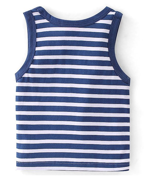 Babyhug 100% Cotton Knit Sleeveless Sando Stars Print Pack of 3 - Blue