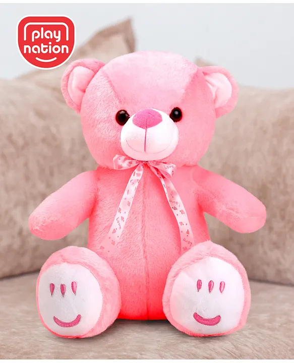 Play Nation Soft Toy Teddy Bear With Bow Pink Height 33 cm Online India Buy Soft Toys for 3 8 Years at FirstCry 14903149