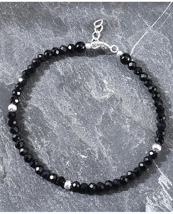 Silver black moti bracelet discount