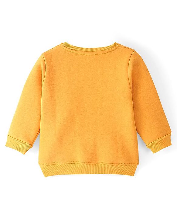 Babyhug Fleece Knit Full Sleeves Sweatshirt With Bear Graphics - Yellow