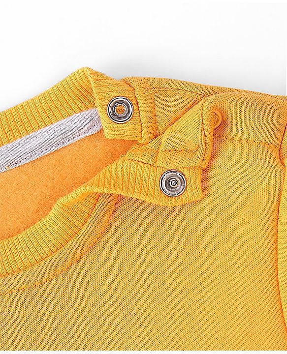 Babyhug Fleece Knit Full Sleeves Sweatshirt With Bear Graphics - Yellow